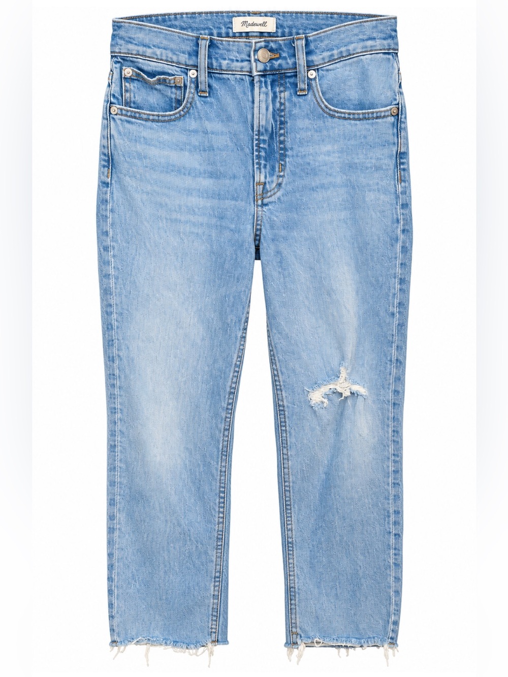 Madewell Perfect Vintage Jean Light Blue Straight-Leg with Knee Distress